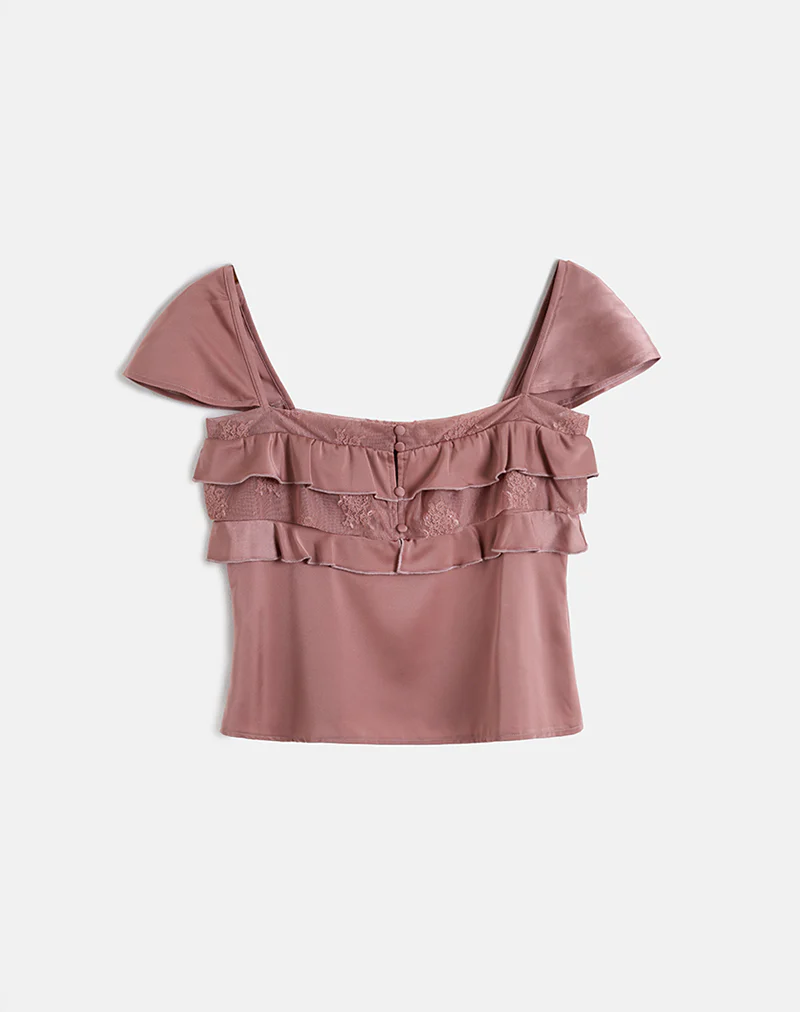 Venaro Double Layer Top in Satin Dusty Pink