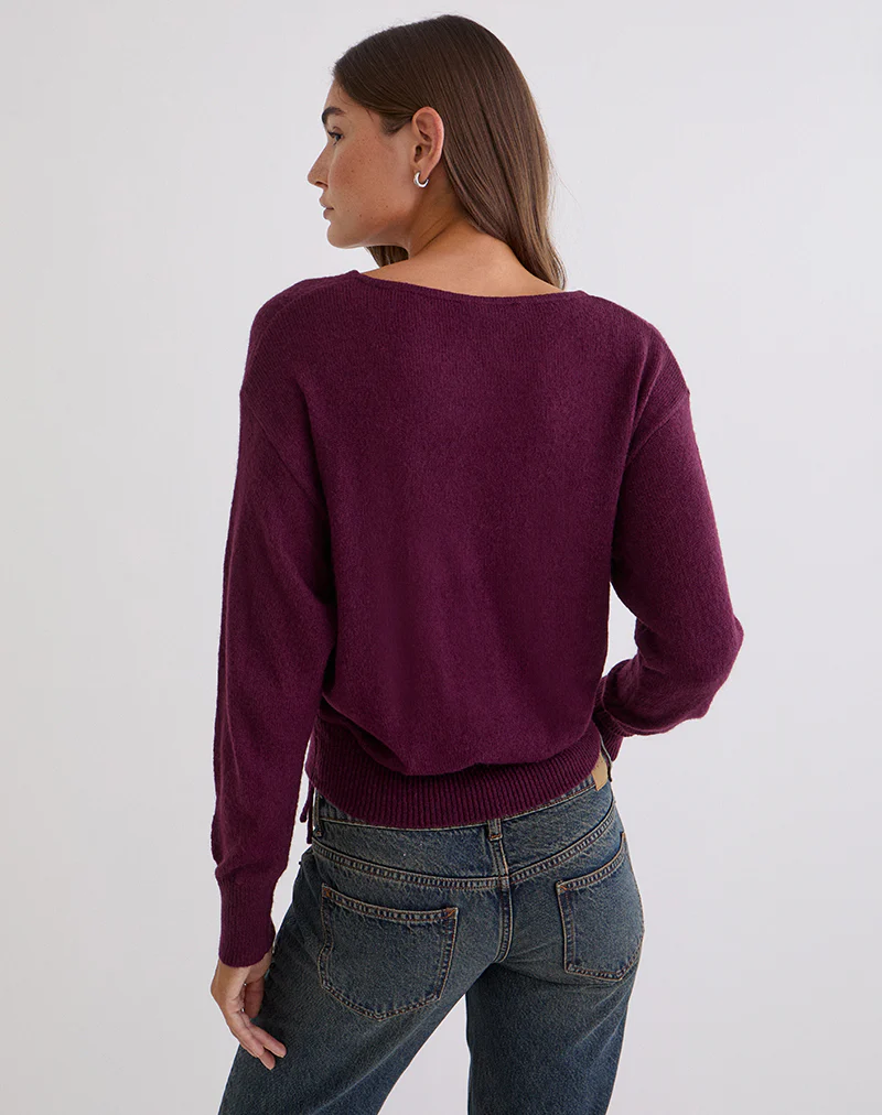 Grisha Long Sleeve Knit Top in Plum