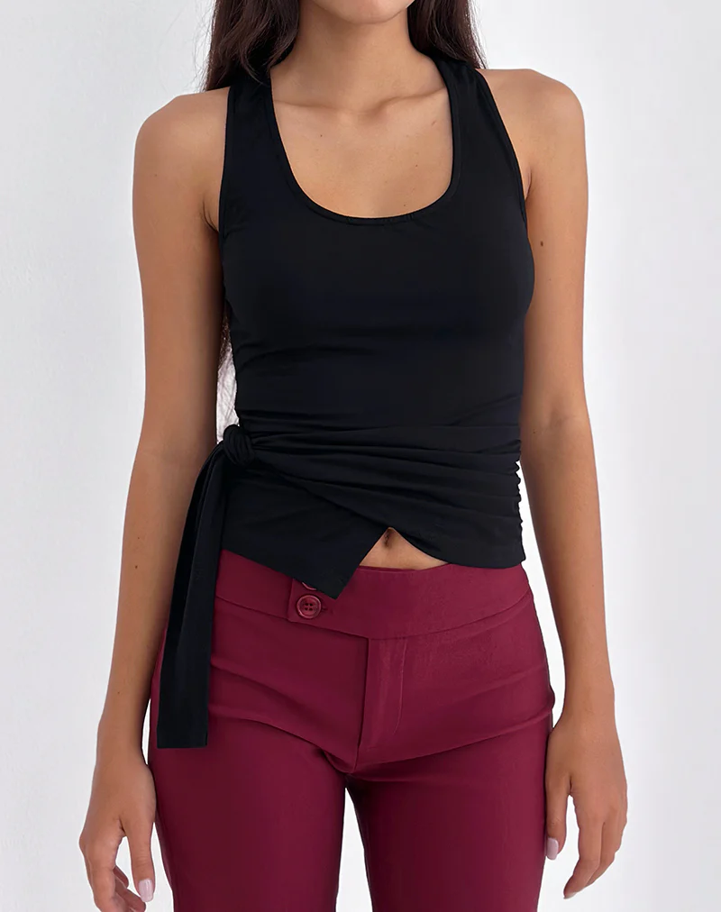 Tanzy Tie Top in Jersey Black
