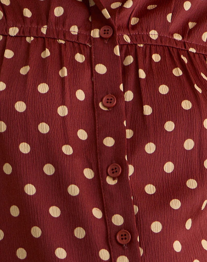 Ulsan Fitted Shirt in Burnt Red with Polka Print