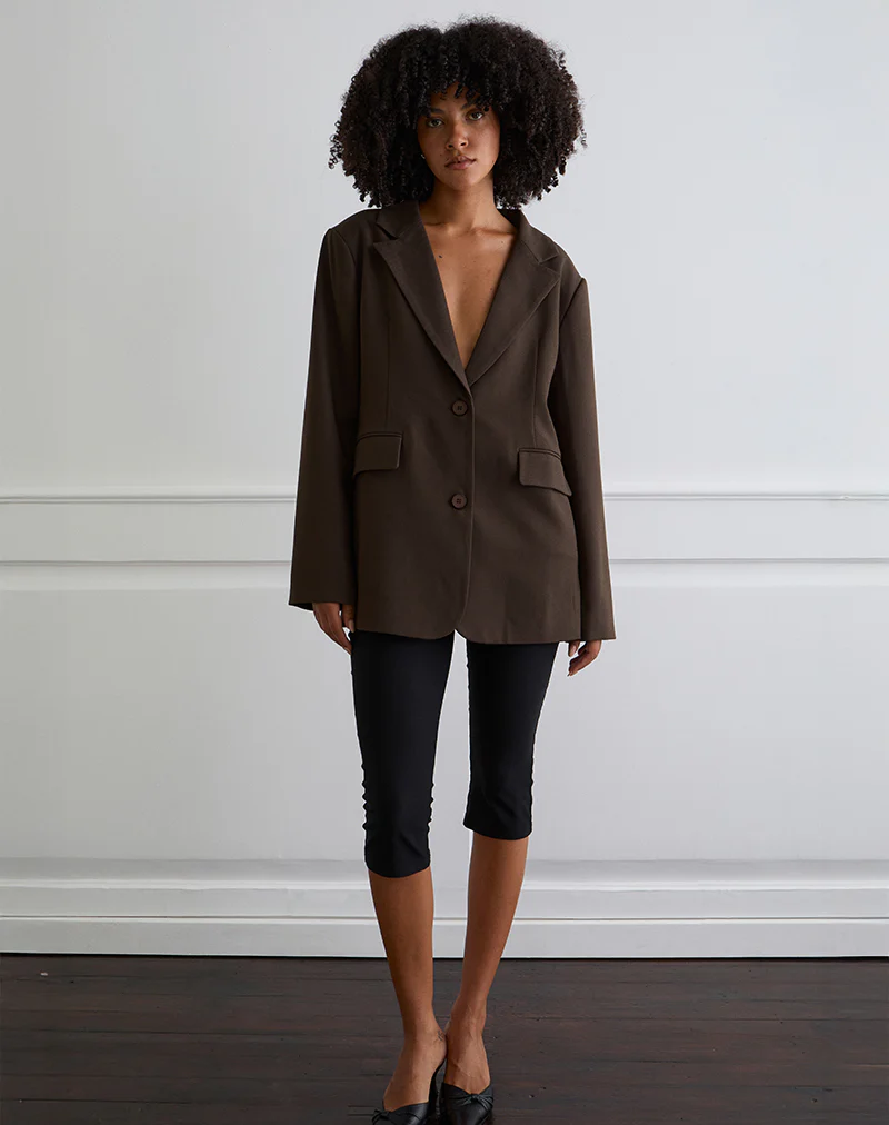 Maiwa Textured Tailoring Blazer in Brown