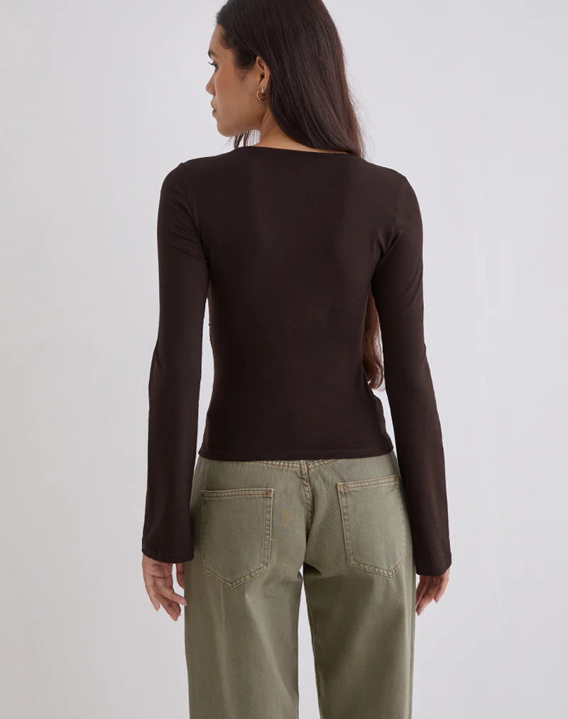 Lamae Wrap Top in Bitter Chocolate