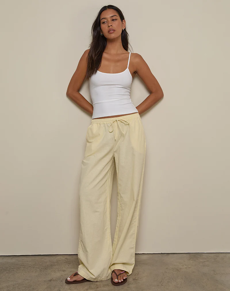 Wasic Wide Leg Trouser in Lemon