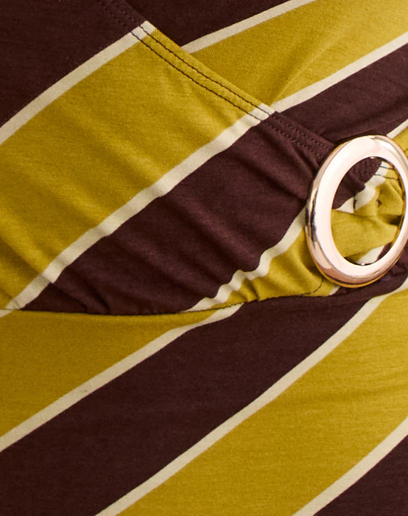 Tomiju Cross Over Top in Retro Stripe Yellow