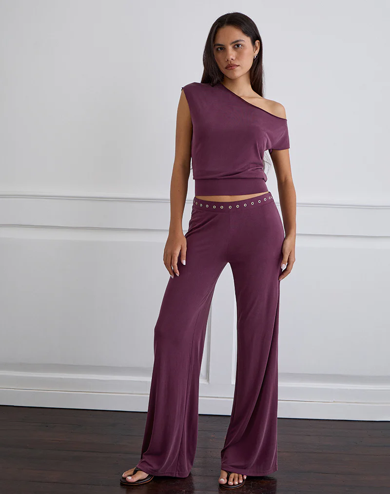 Elysian Asymmetric Top in Cupro Plum