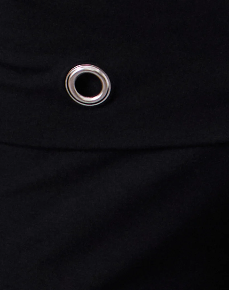 Travis Foldover Trouser in Black with Eyelets