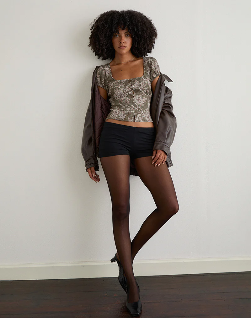 Yakova Blouse in Woven Floral Green