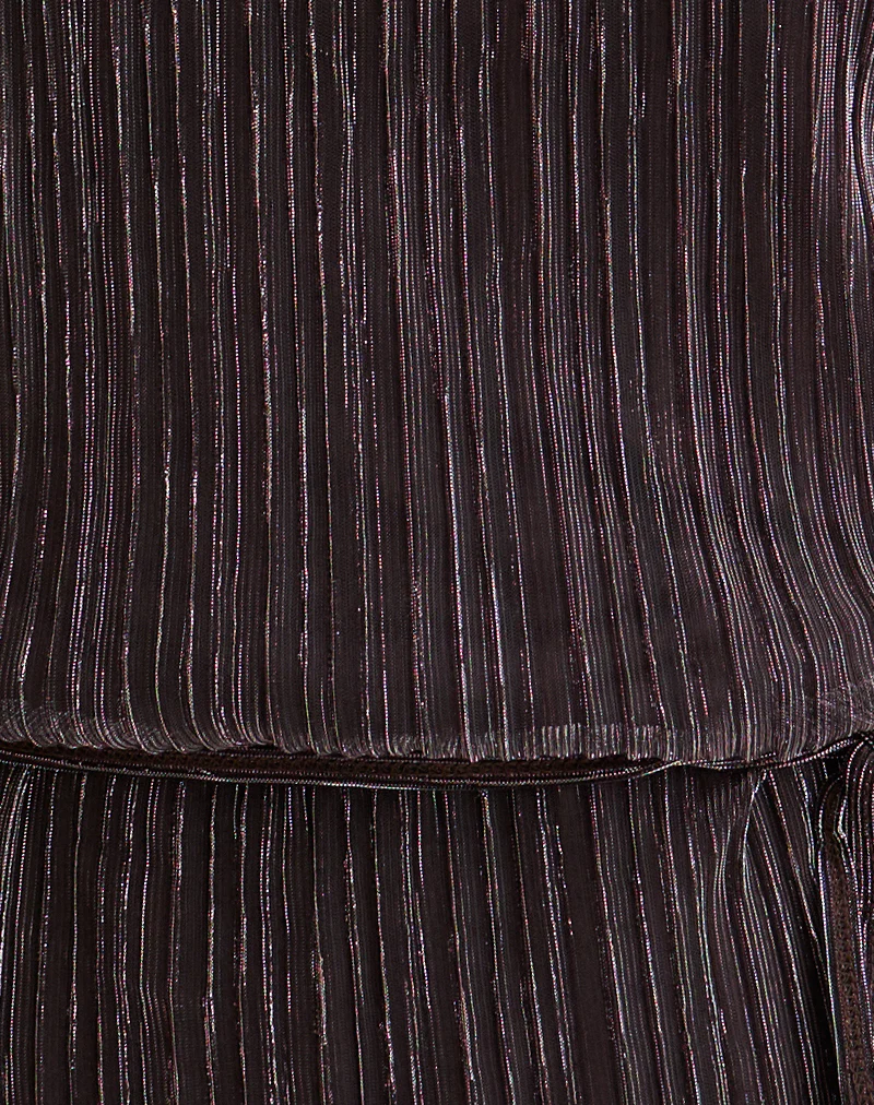 Brienne Top in Brown Shimmer Sheer Plisse
