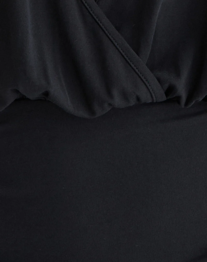 Sherlyn Halter Top in Cupro Black