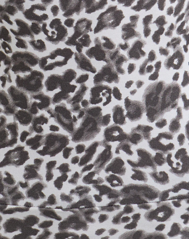 Matiah Off Shoulder Top in Jersey Blurry Leopard Grey