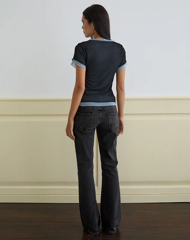 Noburia Top in Black Blue Guilty Pleasure Hot Fix