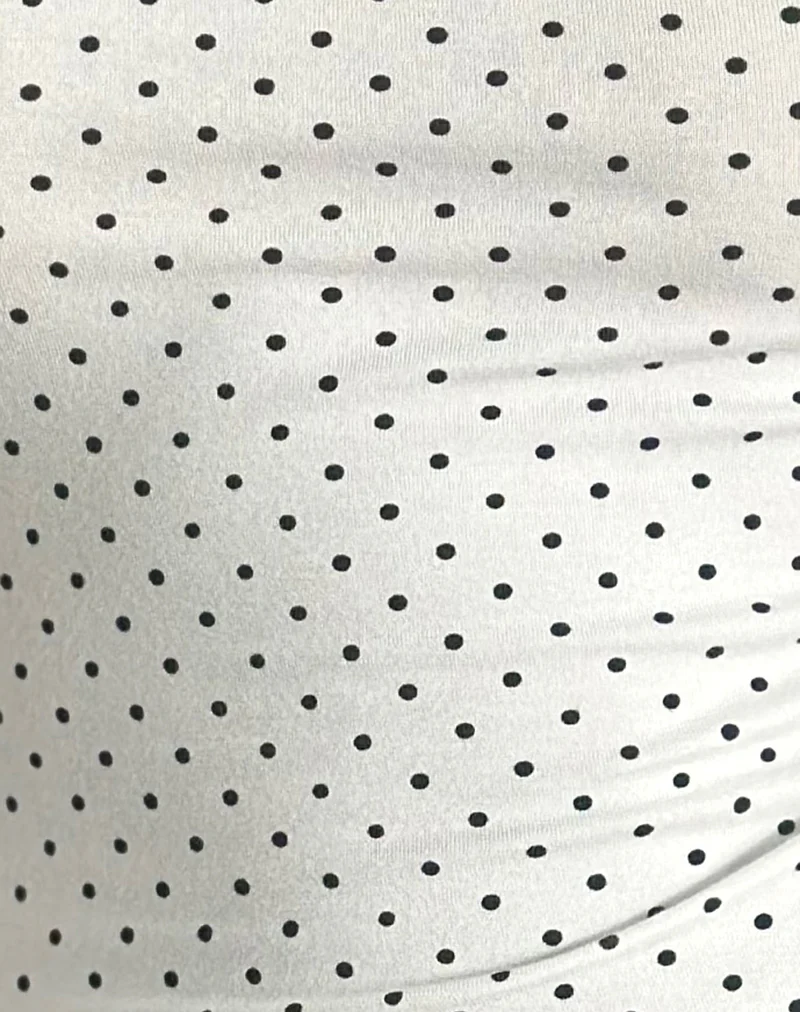 Solay Cami Top in White with Black Micro Polka Print