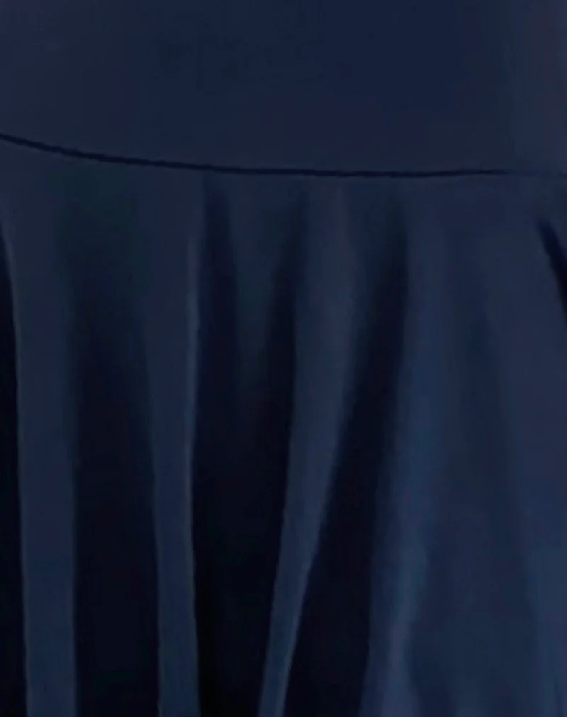 Maisha Open Back Bow Mini Dress in Slinky Navy