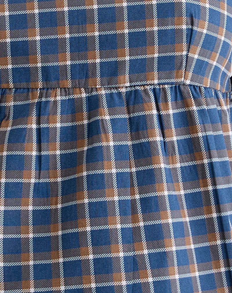 Palsi Tie Side Top in Medium Tartan Blue