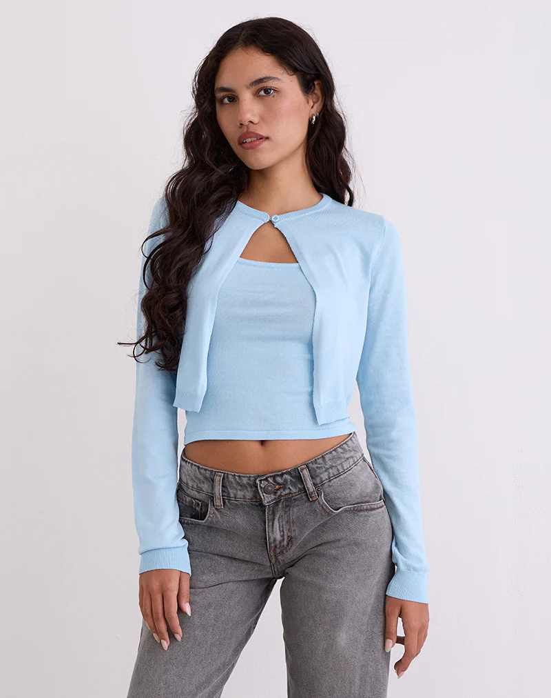 Ziva Knit Cami Vest Top in Blue