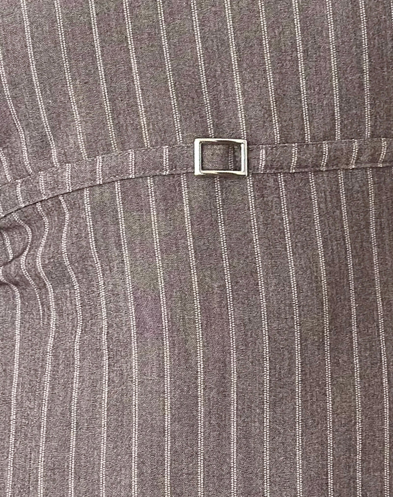 Vellura Halterneck Mini Dress in Taupe Pinstripe