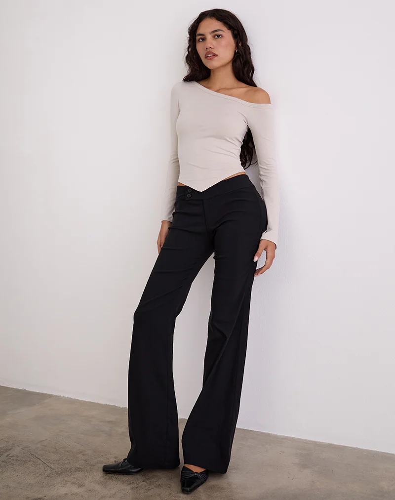 Wakana Asymmetric Long Sleeve Top in Cannoli Cream