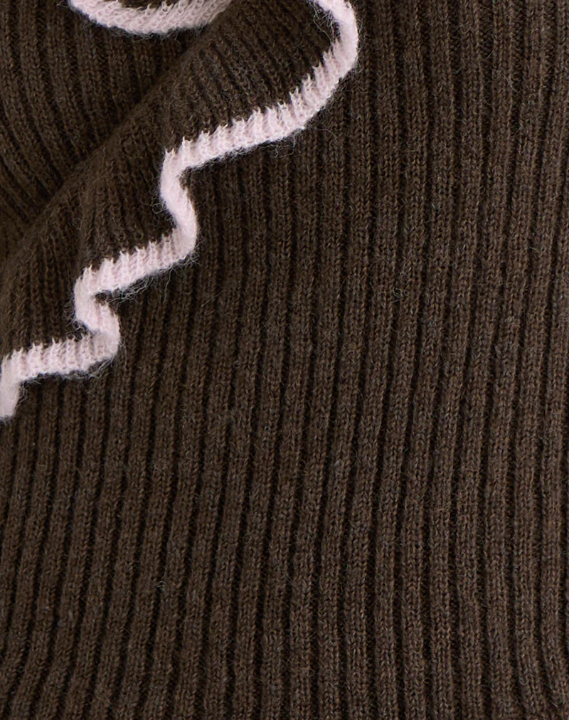 Christella Top in Dark Chocolate with Pink