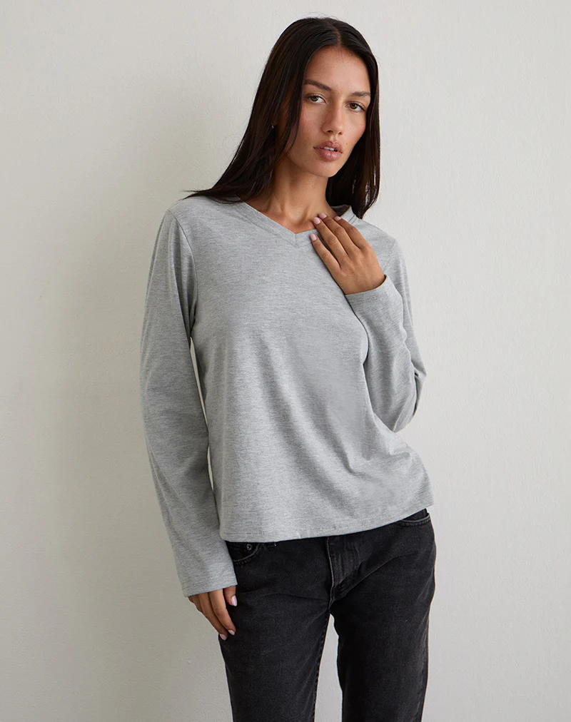 Feman Top in Jersey Grey Marl