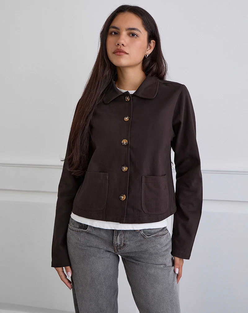 Calva Boxy Jacket in Chocolate Brown