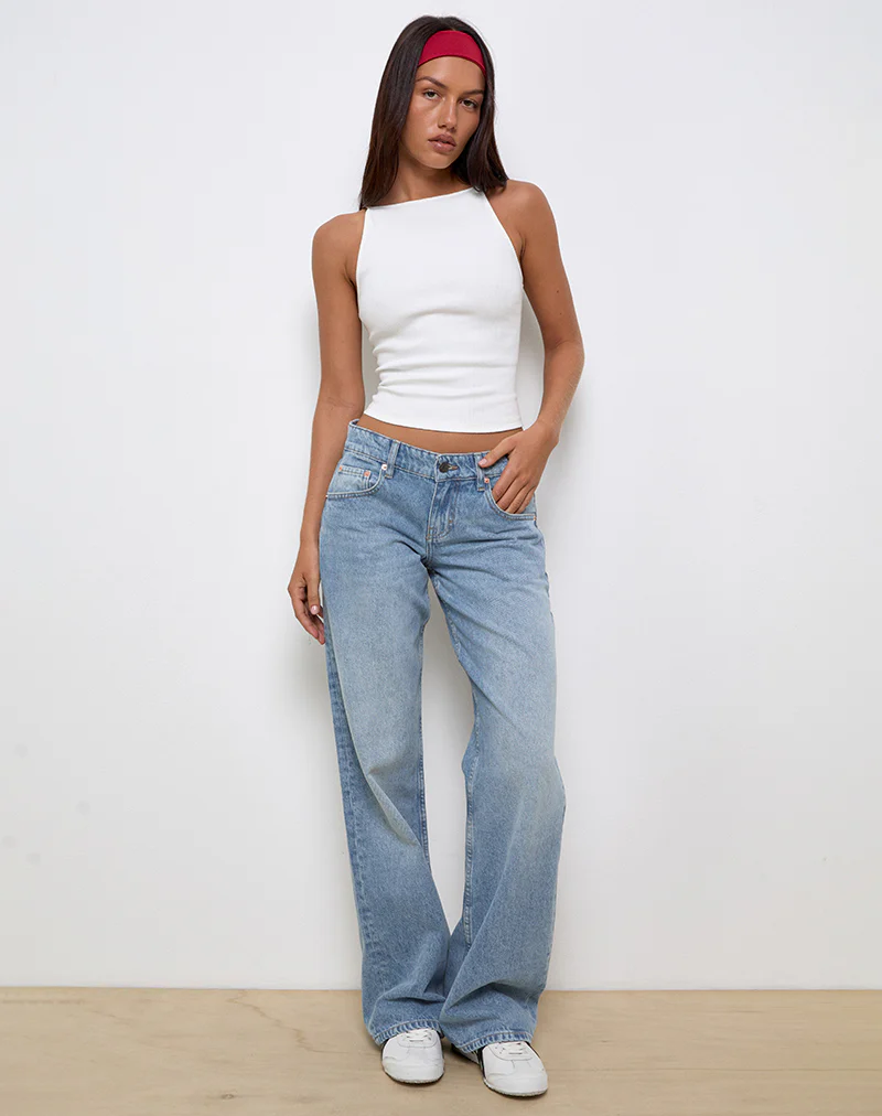 Low Rise Parallel Jeans In Bright Blue Used