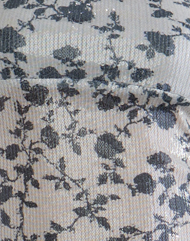 Brilia Bandeau Top in Sequin Flower Grey