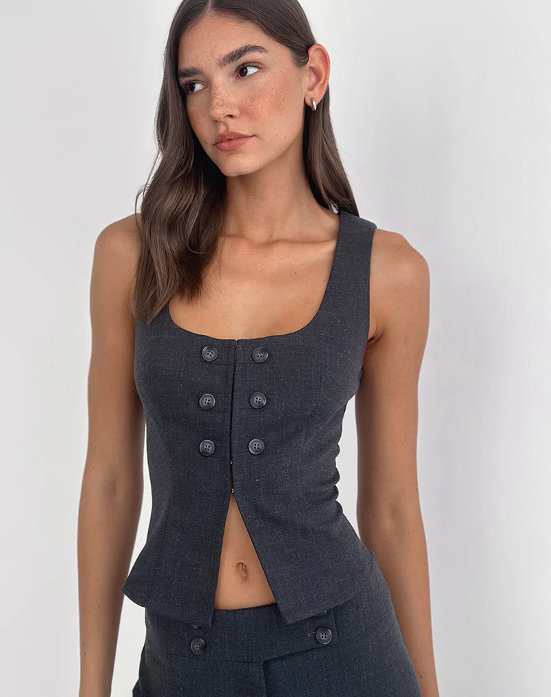 Kariso Corset Top in Tailoring Grey Blue