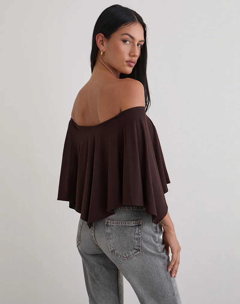 Kanela Slouch Poncho in Jersey Bitter Chocolate