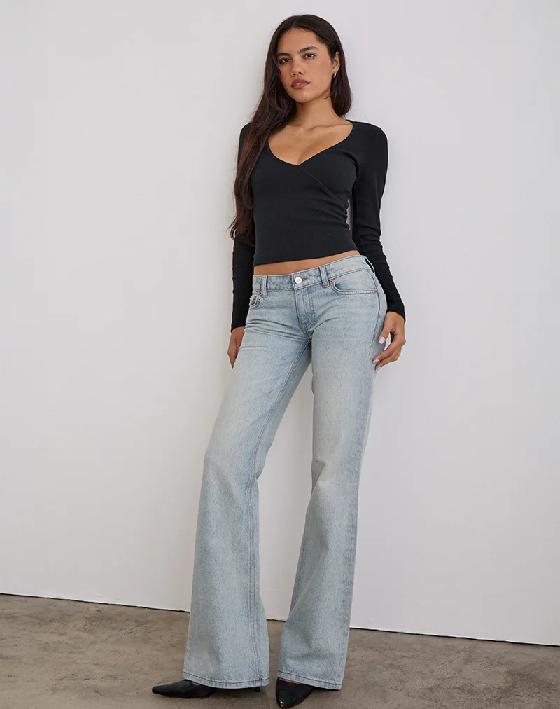 Extra Low Rise Flare in Breeze Blue Wash