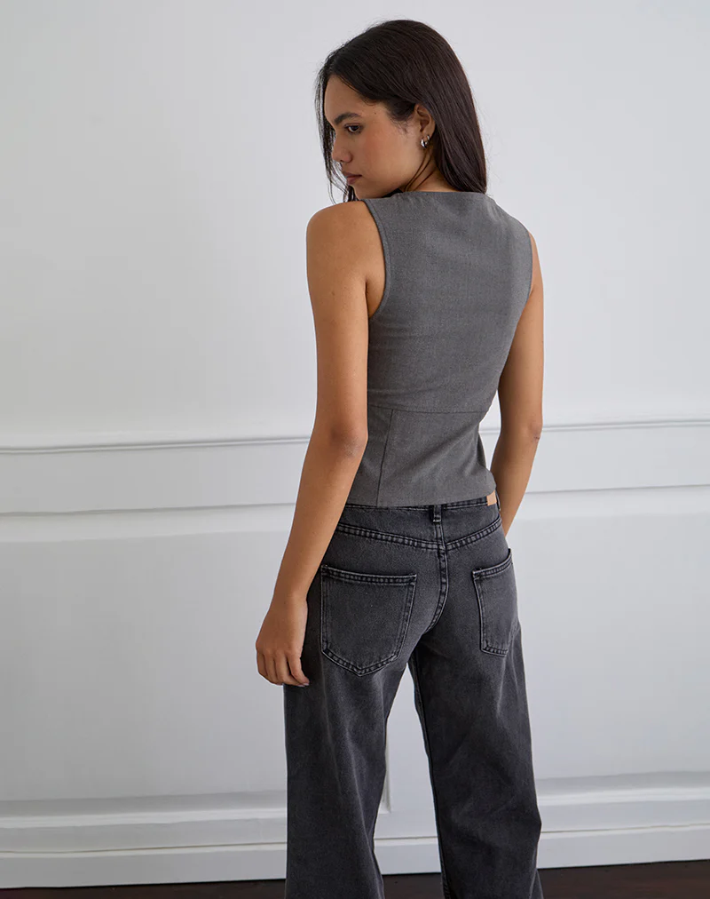 Salpa Plunge Top in Tailoring Charcoal