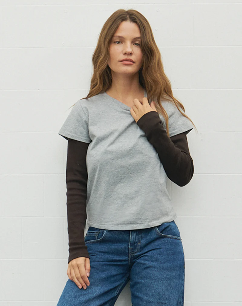 Clio Baggy Tee in Grey Marl