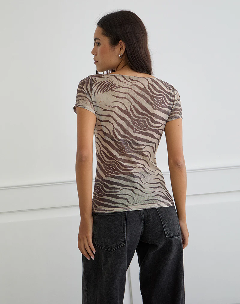 Neko Top in Mesh Wild Animal Neutral