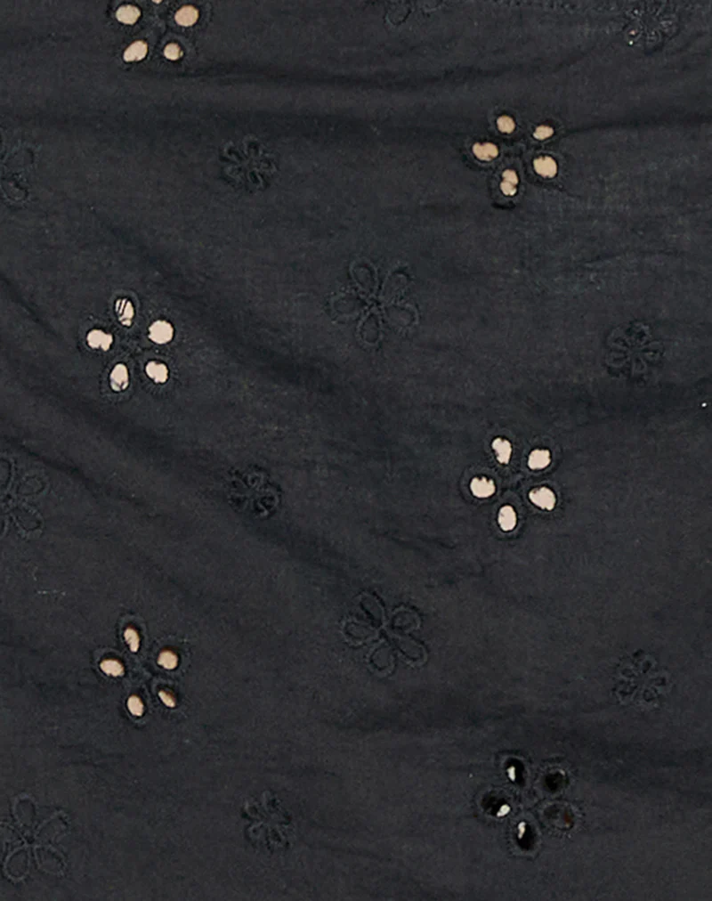 Nobita Cami Top in Flower Broderie Black