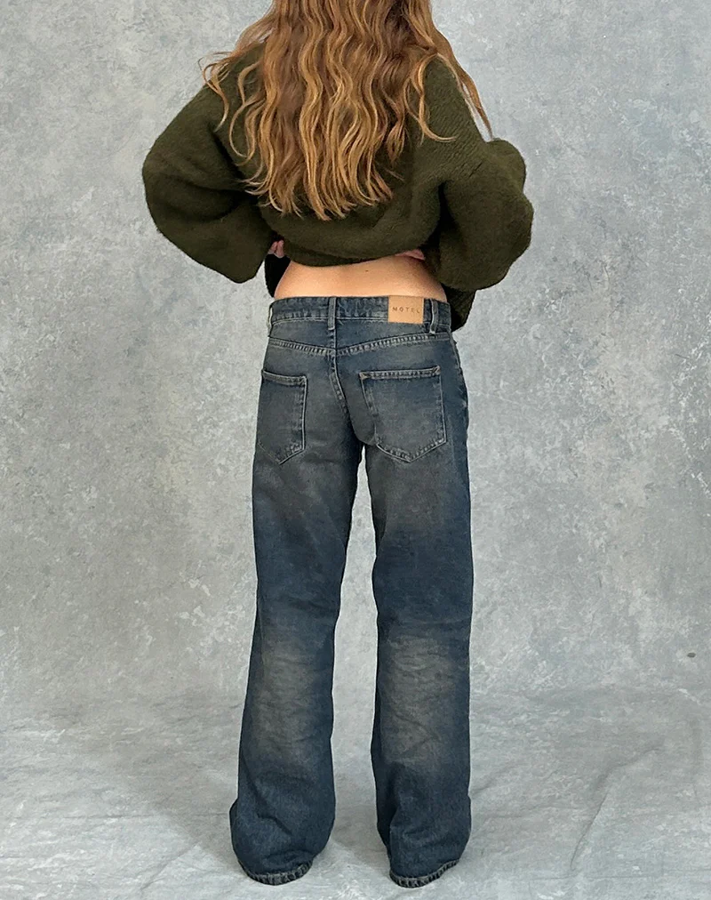 Low Rise Parallel Jeans in Steel Blue