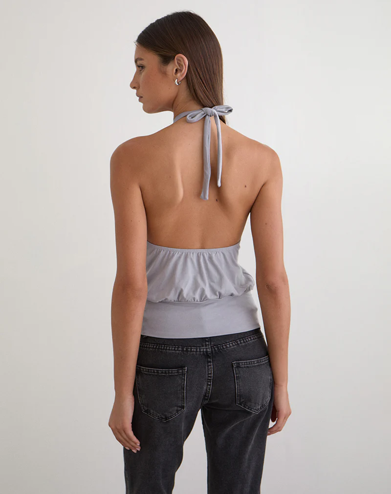 Giunea Knot Halter Top in Lilac Grey