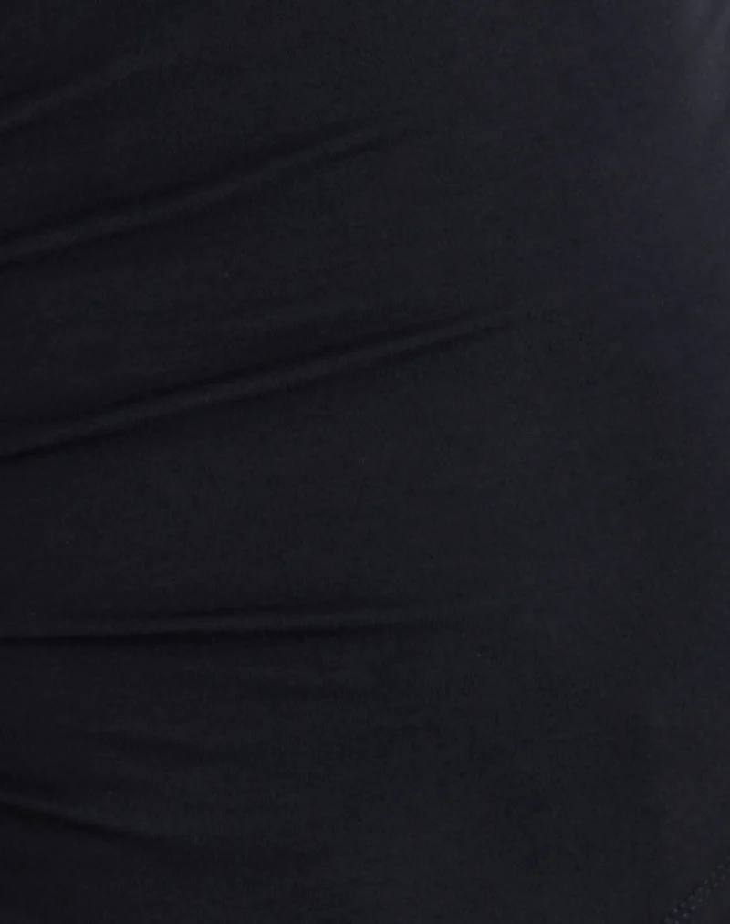 Ishika Asymmetric Neck Top with Eyelets in Black