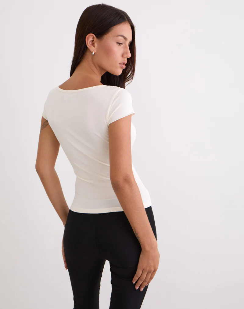 Saiba Cap Sleeve Top in Cupro Cream