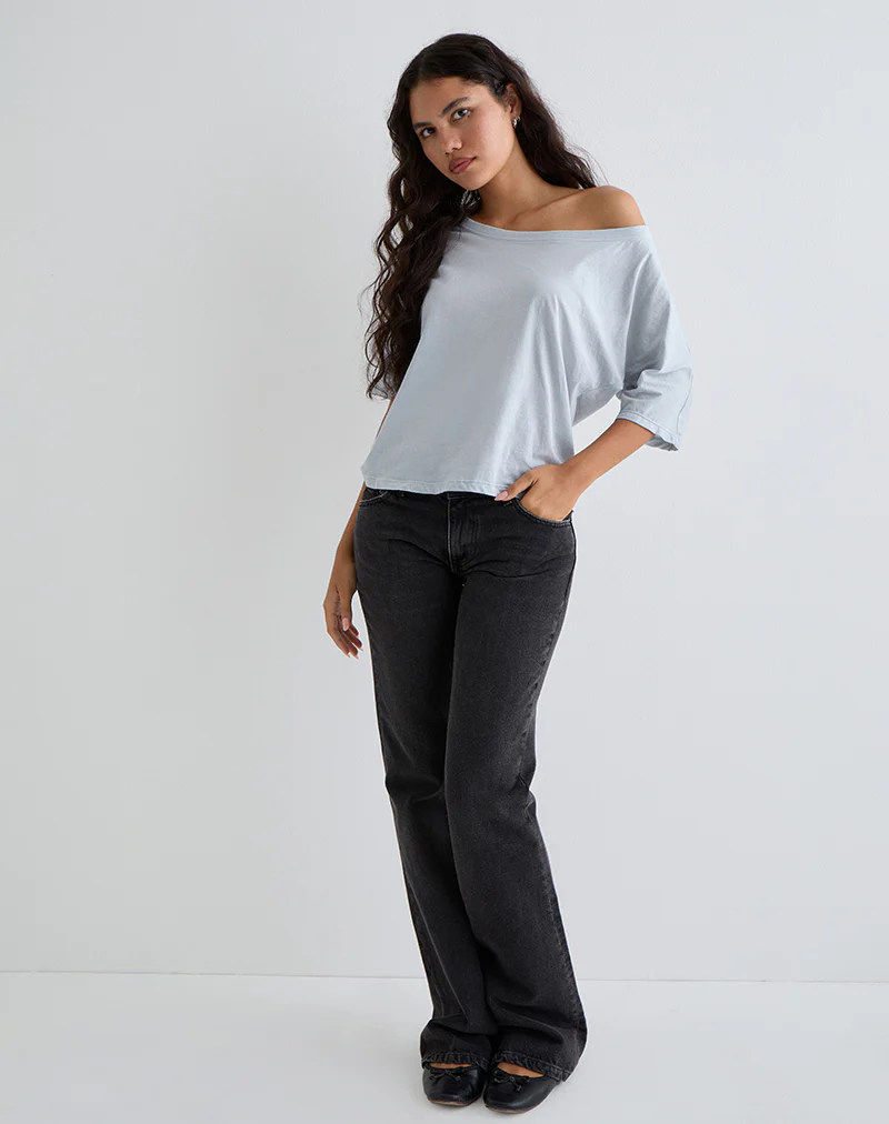 Daman Off-The-Shoulder Basic Top in Light Steel