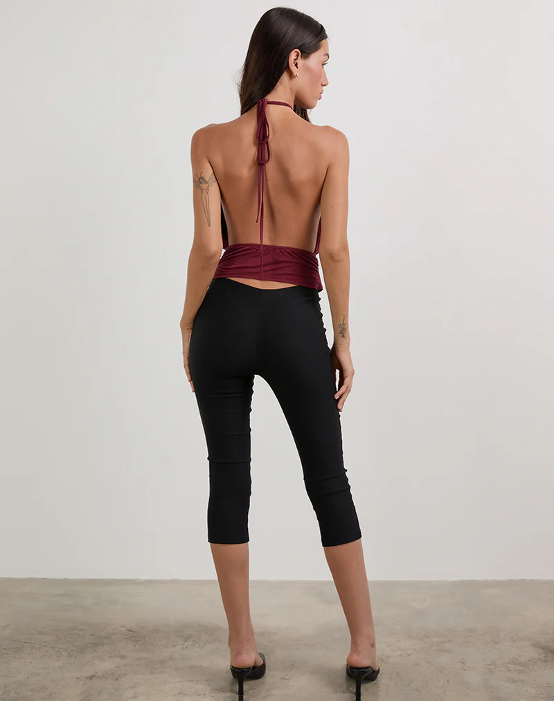 Karise Plunge Top in Cupro Dark Red