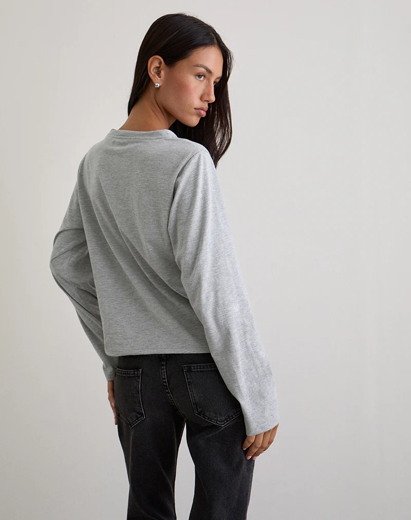 Feman Top in Jersey Grey Marl