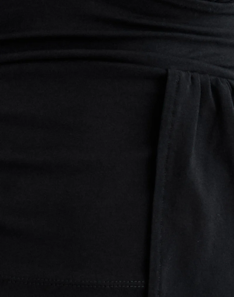 Levard Long Sleeve Top with Drape in Jersey Black