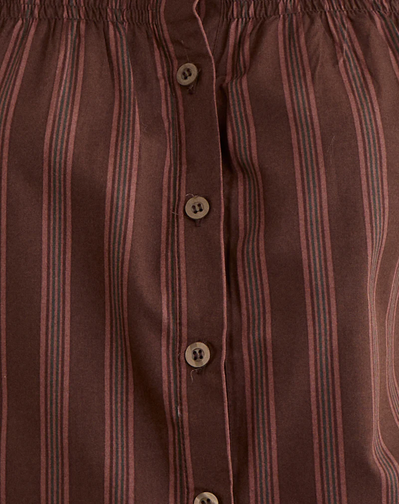 Ulsan Shirt in Poplin Stripe Brown