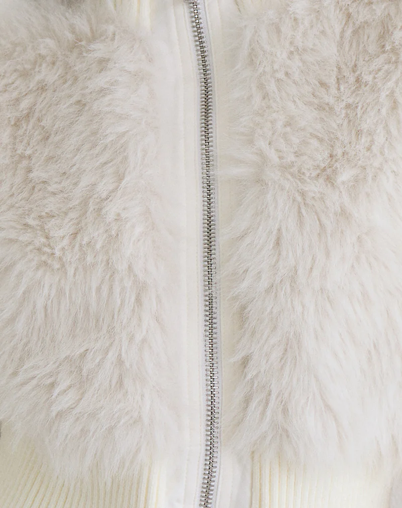 Homari Shaggy Faux Fur Jacket in Cream