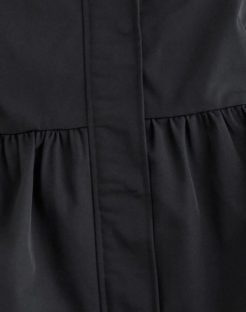 Malcari Peplum Nylon Jacket in Black