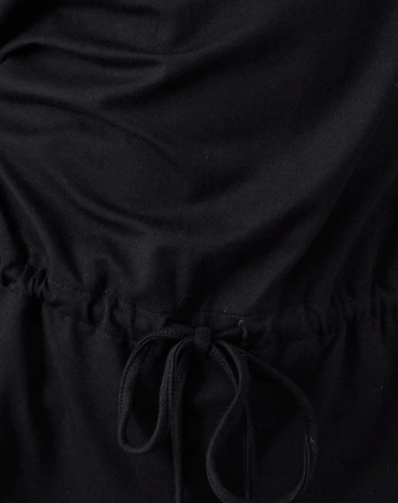 Sika One Shoulder Top in Black with Tie Belt