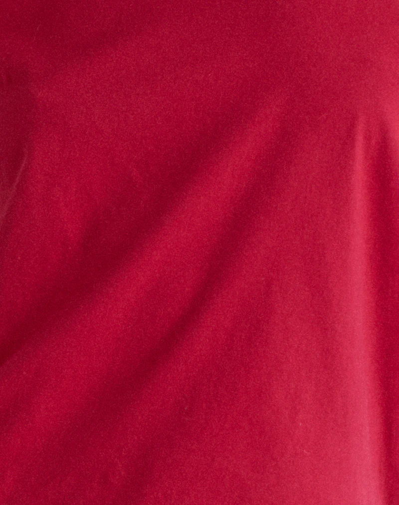 Balia Asymmetric Short Sleeve Basic Top in Adrenaline Red