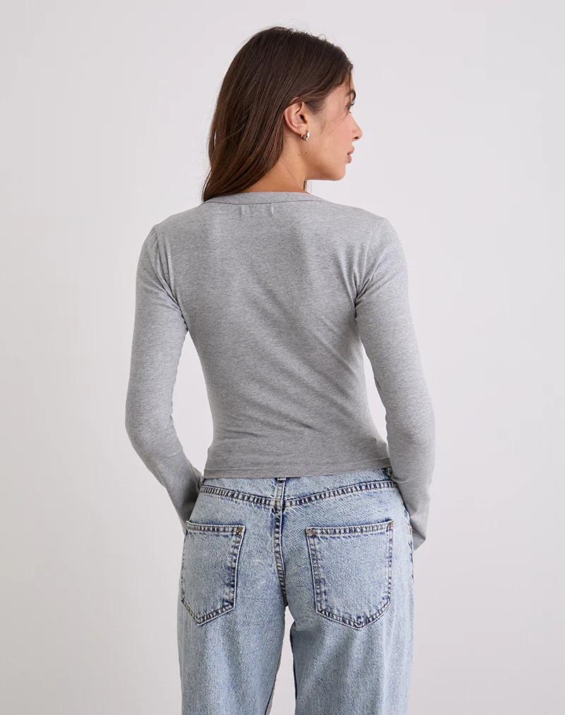 Emesy Long Sleeve Top in Grey Marl