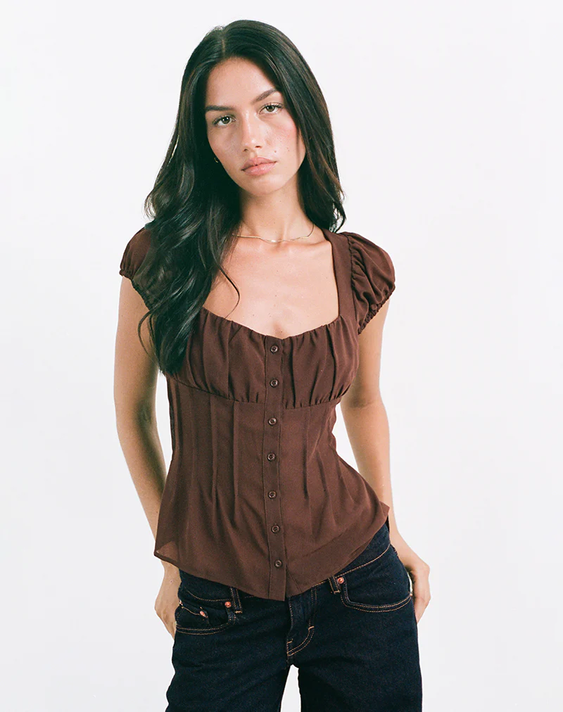 Rolina Blouse in Chiffon Brown
