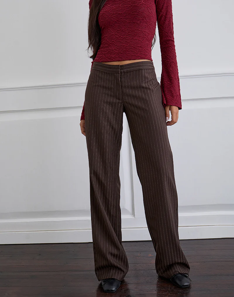 Ganta Slim Trouser in Stripe Chocolate Brown