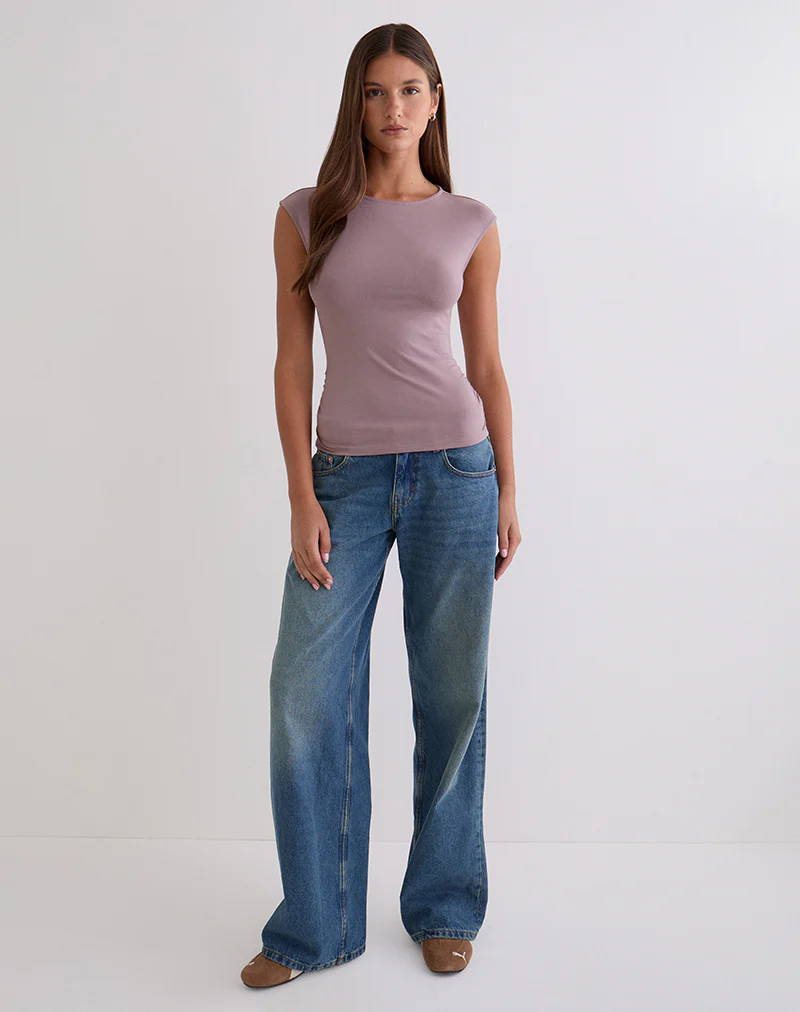 Novia Top with Ruched Sides in Dusty Mauve